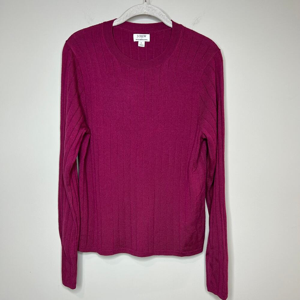 J.Crew Factory Ribbed Pullover Sweater L Merino Wool Crewneck